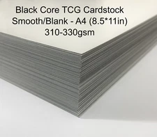 Black Core TCG Cardstock - 300-330gsm - 8.5*11in - DIY Proxies - Smooth/Blank