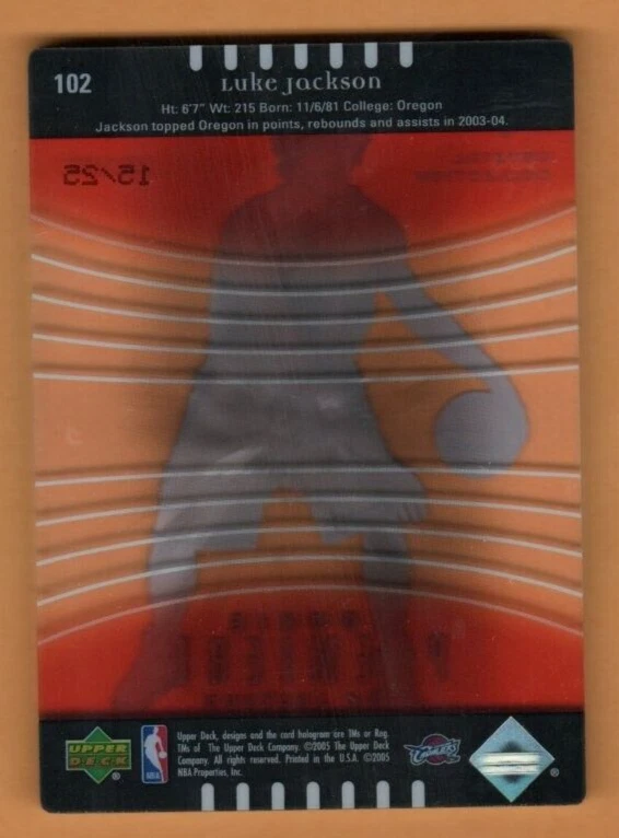 Upper Deck Trilogy Crystal Collection #102 2005 Luke Jackson 15/25, ¡como nuevo! Foto 2 de 2