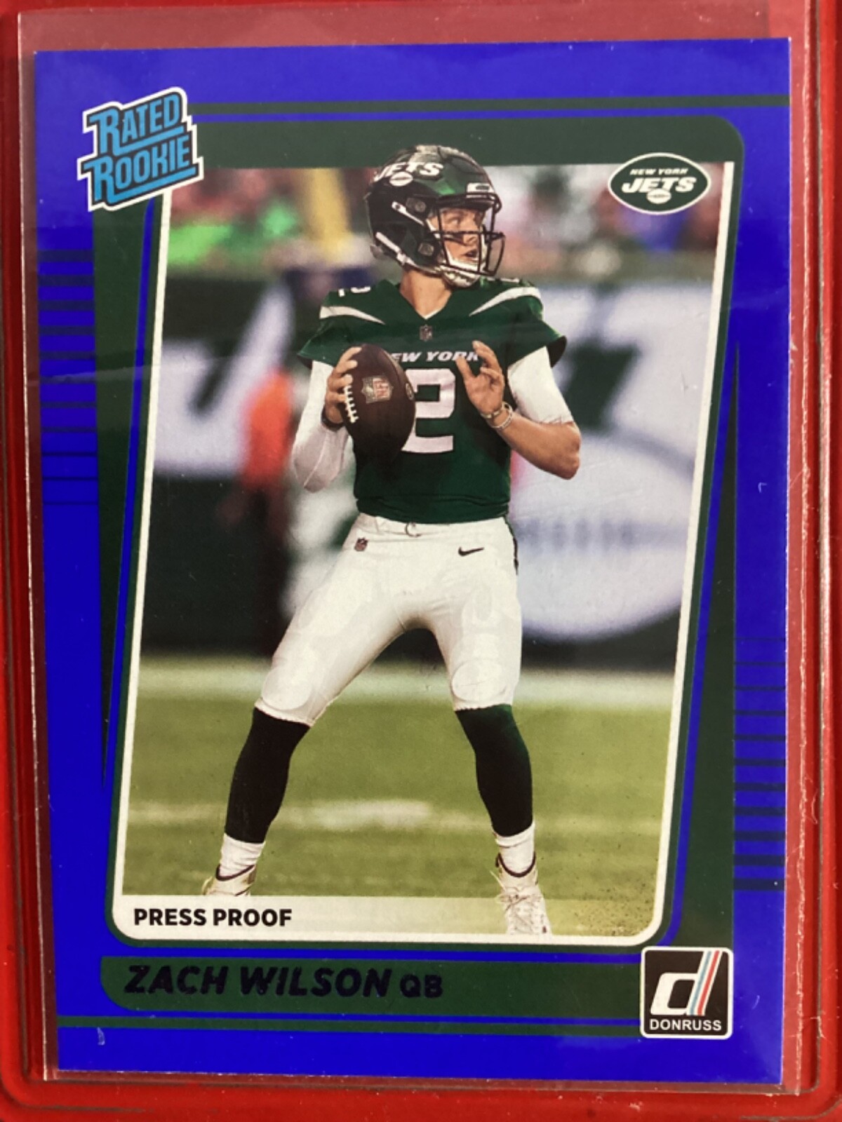 2021 Donruss Press Proof Blue Zach Wilson #252 Rated Rookie (RC)