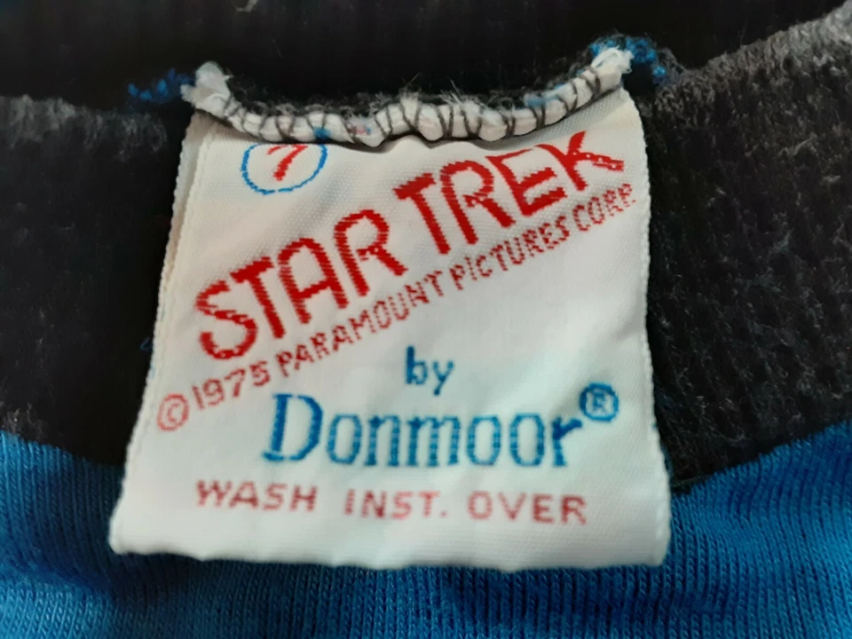 Camisa Infantil Vintage Star Trek TOS Azul 1975 Manga Curta Donmoor 1975 - Imagem 3 de 4