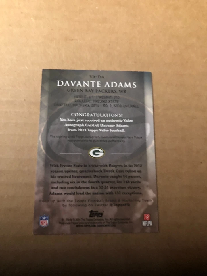 2014 Topps Valor Autographs Strength #VADA Davante Adams 21/75 - Image 2 of 2