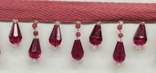 Sparkling Decorative Bead Fringe Trim - Ruby Red 25 yards Lot price