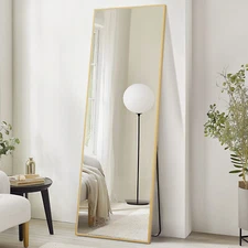 Rectangle Full Length Mirror Sturdy Thin Frame 3 Mount Types (Stand/Hang/Lean)