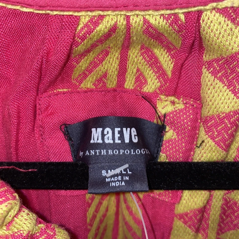 Nuevo con etiquetas Vestido túnica bordado Dominique rosa y amarillo Maeve talla S Anthropologie Foto 3 de 4