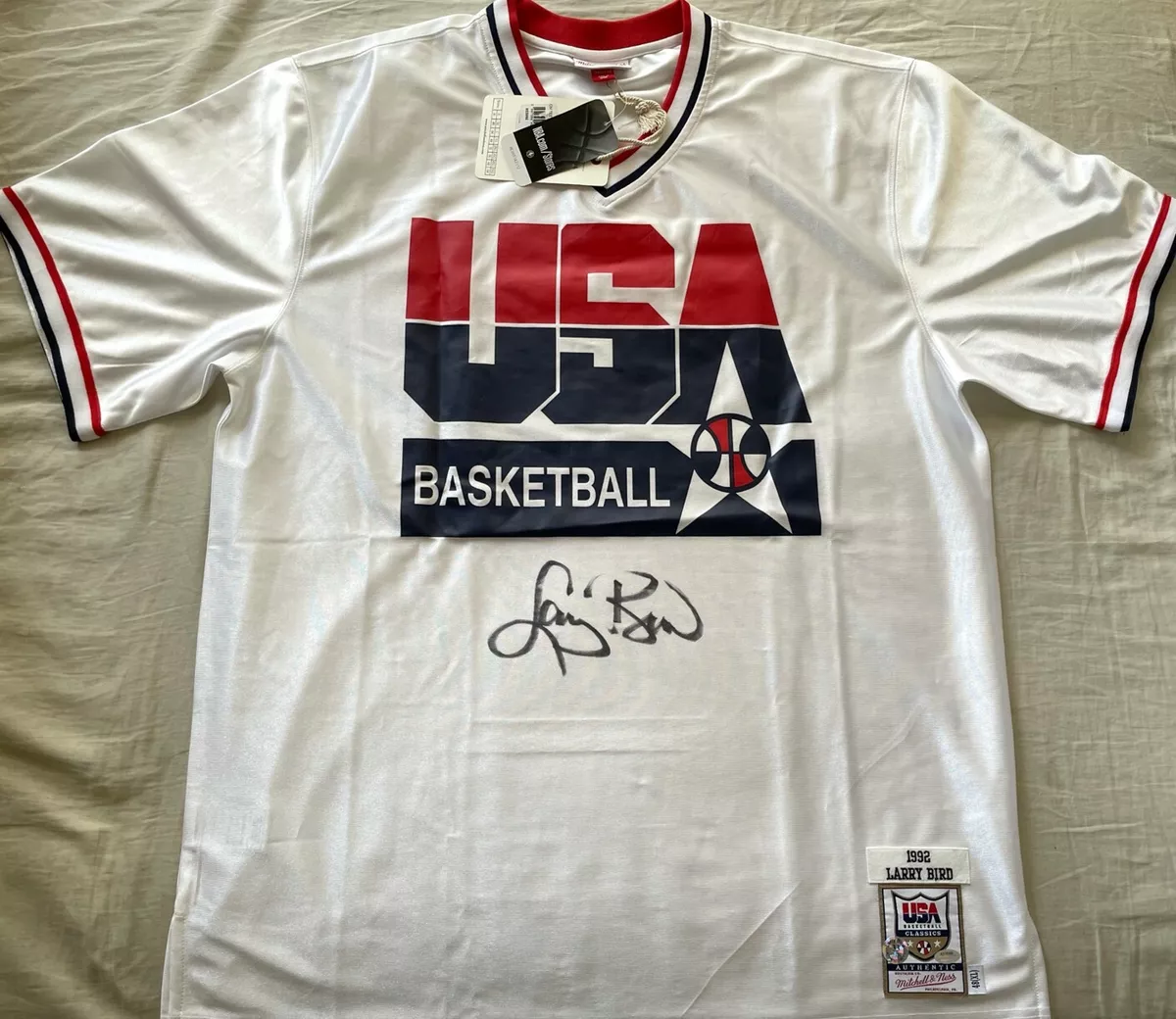 Larry Bird USA Basketball Mitchell & Ness 1992 Dream Team Authentic Shooting Shirt - White