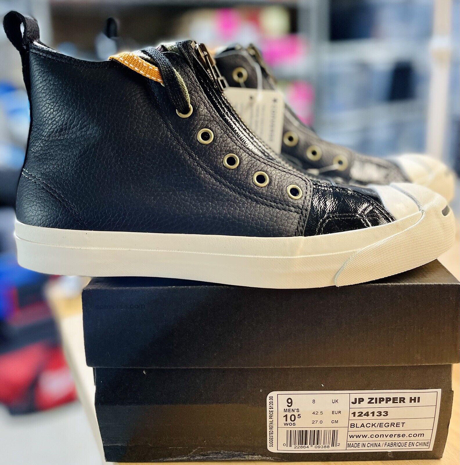 Dronning Peck hovedsagelig Converse Jack Purcell Zipper Hi Biker Black Leather Limited Edition Men  size 9 | eBay