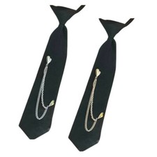 Pre Tied Necktie Vintage Double Heart Chain Punk Uniform Tie Student Neckwear