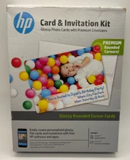 HP Card And Invitation Kit for Glossy Rounded Corner Flat Cards 5 x 7  25 Sheets