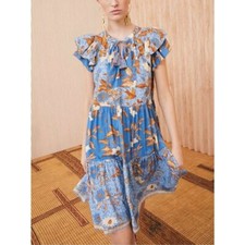 NWOT Ulla Johnson Mini Ruffle-Sleeve Floral Gail Tiered Dress