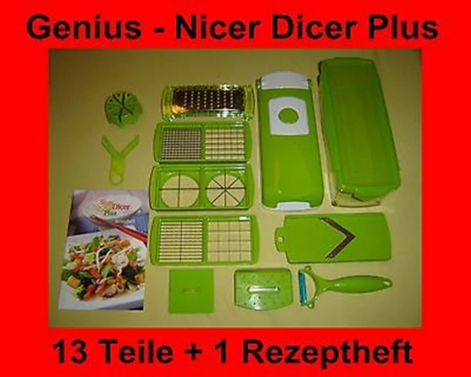 EL BESO 13-teiliges Set NICER DICER PLUS Das Original Genius Küchenhobel Küchenreibe TV