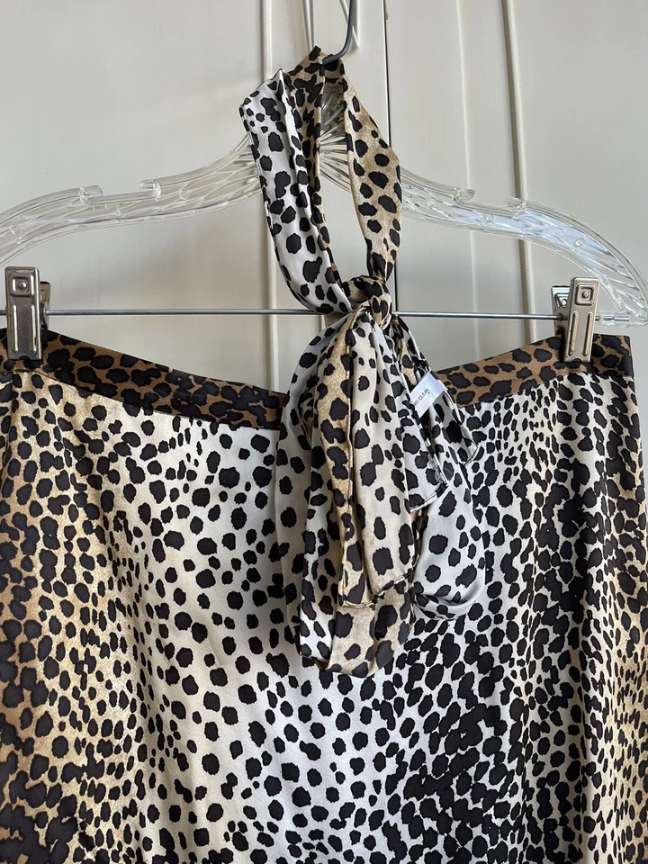 Leopard Print SILK Skirt Size 6 Lined Back Zip Belt Chic Elegant Anne Klein - Image 4 of 4