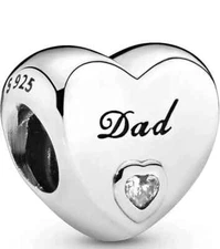 Authentic Pandora Sterling Silver Dad's Love Charm Bead 796458CZ