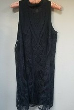 Xhilaration Halter Neck Floral Lace Overlay Dresses Medium Black Open Back Lined