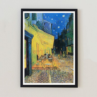 Cafe Terrasse bei Nacht 1888 Illustration Antik Retro Wanddeko 7x5 Kunstdruck
