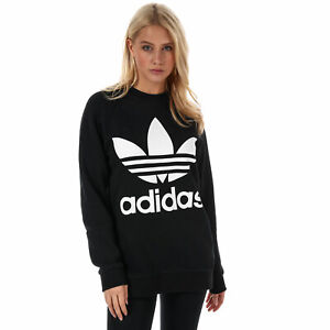 adidas originals adicolor trefoil oversized sweatshirt in black