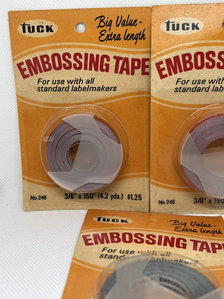 3 RARE NOS TUCK Embossing Tape Rolls 3/8” x 150” (4.2yds) ENGLAND #246-2red 1Grn - Image 4 of 4