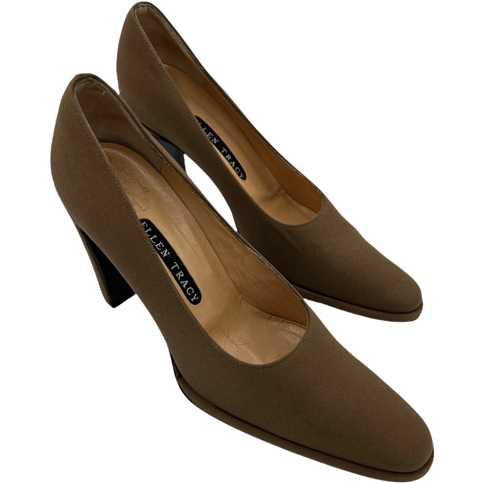 Zapatos sin cordones Ellen Tracy para mujer clásicos de tacón alto marrón talla 7B Foto 3 de 4
