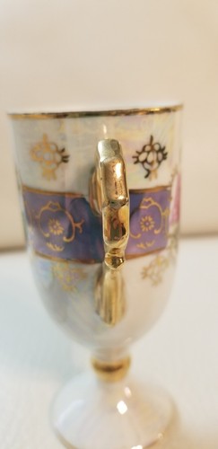 Vintage Porcelain Tall Footed DEMITASSE TEACUP & SAUCER Courting Couple fine - Picture 11 of 12