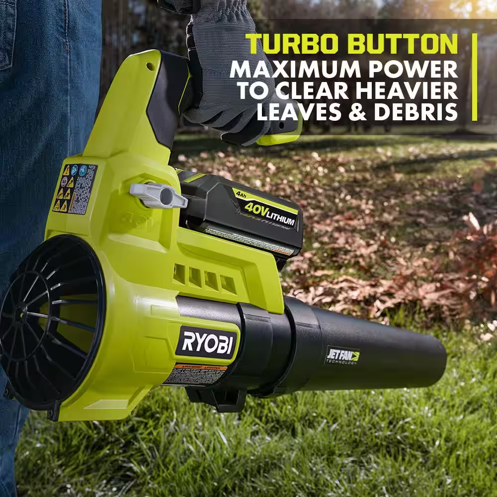 Ryobi 40V 110 MPH 525 CFM Jet Fan Leaf Blower with 4.0 Ah Battery Charger new eBay