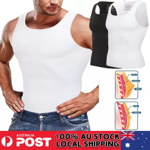 Mens sculpting Body Shaper Underwear Corset Compression Vest Singlet Dad Bod AU - Bild 1 von 38