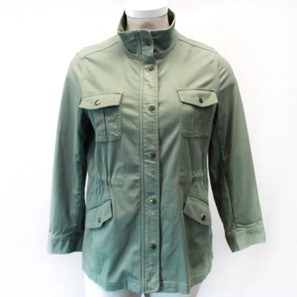 Chaqueta Blazer Talbots Plus Militar Algodón Cuello Alto Bolsillos Abotonados 1X Foto 2 de 4