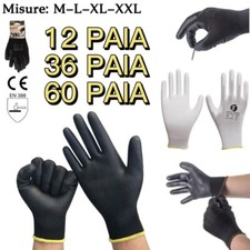 GUANTI DA LAVORO MISURE M/L/XL/XXL GUANTI SPALMATURA IN POLIURETANO NERO/BIANCO