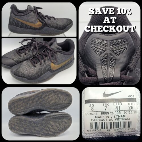 Men's Nike Kobe 908972-099 Mamba Rage Gold Stars Black Sneakers Size 8 US / 7 UK - Picture 1 of 24