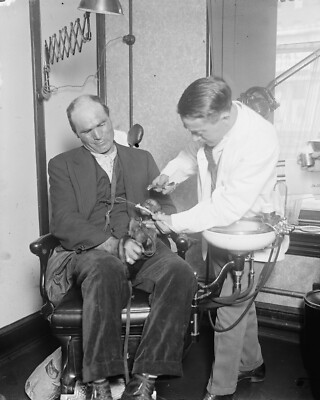 Dentist w/ Monkey pulling teeth clean Dentistry Dental  8X10 Photo reprint 1924