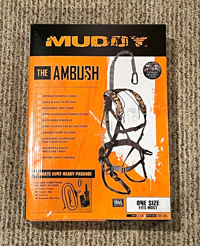 Muddy The Ambush Safety Harness Camo/Black Padded Lightweight 2 lb OSFM New
