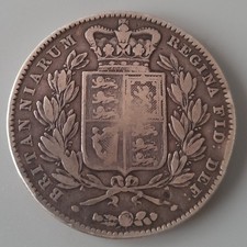 1844 Queen Victoria Silver Crown Coin-Fine Condition-Cinquefoil Edge-Coins