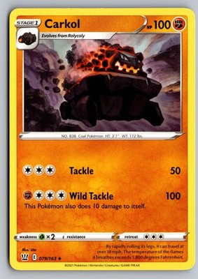 Carkol 079/163 Uncommon Battle Styles Pokemon Lightly Played