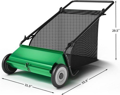 Manual Yard Sweeper for Leaves, Grass, Debris, Adjustable Height & Eco-Friendly - Picture 6 of 6