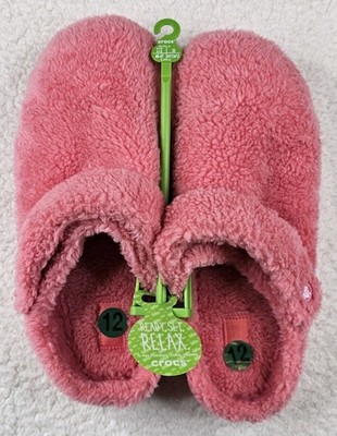 Crocs Classic Cozy Cozzzy Sandal Blush Pink Fuzzy Sherpa Slippers Womens 12