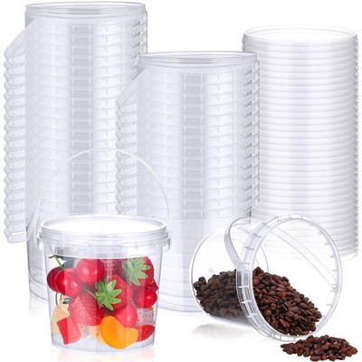 Mifoci 50 Pcs Food Clear Bucket Plastic Gallon Bucket Round Reusable Ice Crea...