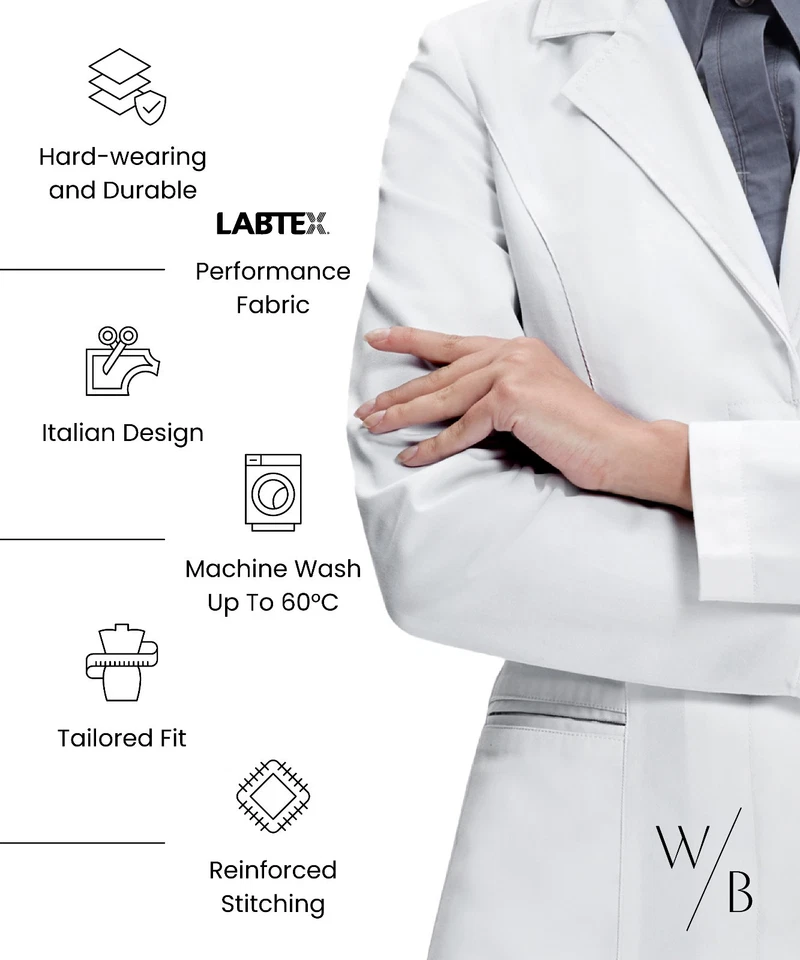 New Women's Tailored Fit Lab Coat Medical Doctor Dentist Work Jacket - Image 4 of 4