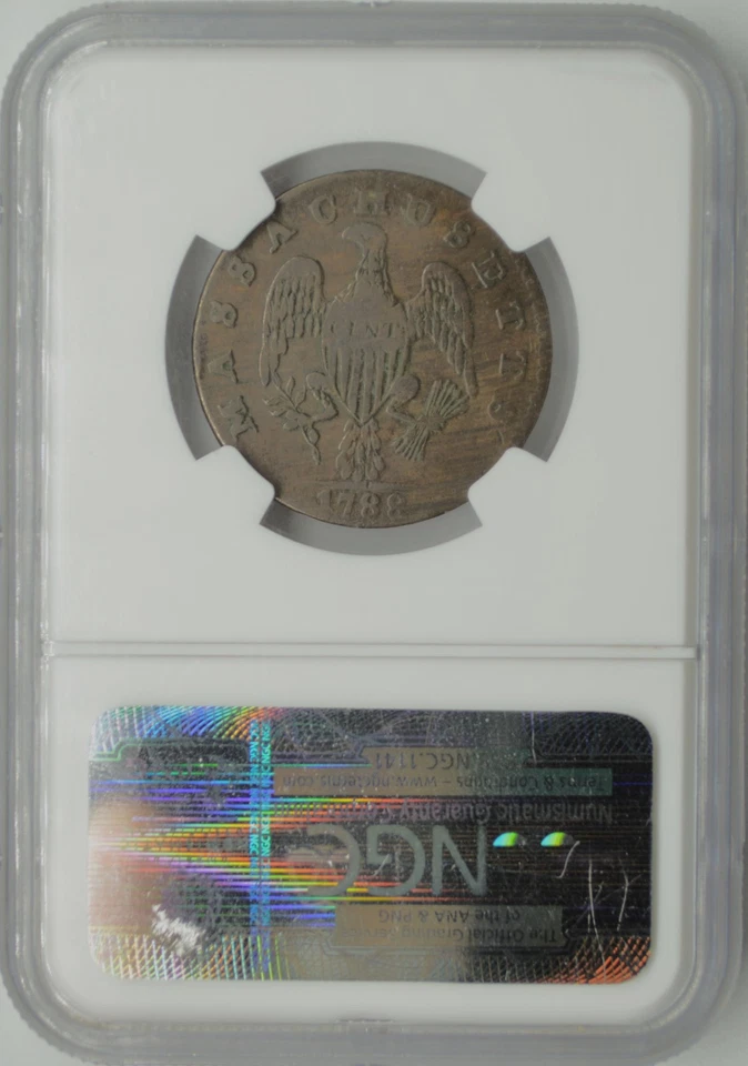 1788 PERIOD MASSACHUSETTS CENT 1C NGC VF 20 BN - Image 2 of 2