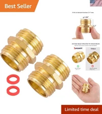 2 Pack 3/4 Inch Brass Male to Male Hose Connectors - No Leak Design
