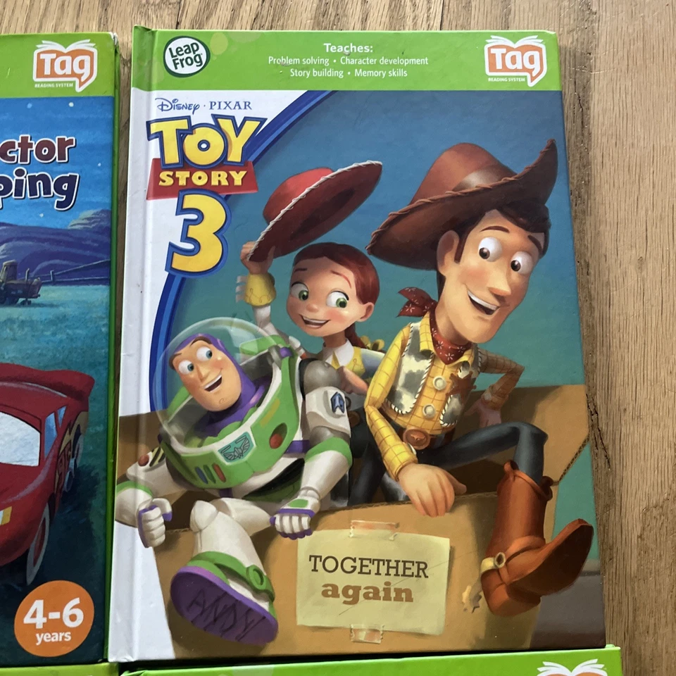 Leapfrog Tag Pen Books Four Lot Pixar Cars Toy Story 3 Dinosaurs - Image 2 of 4