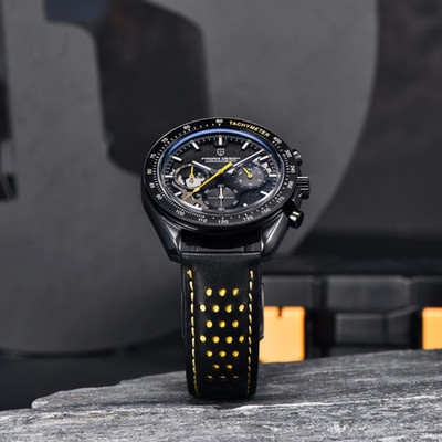Pagani Design Men s Watch PD-1779 Chronograph Yellow Black Dark side of Moon NEW
