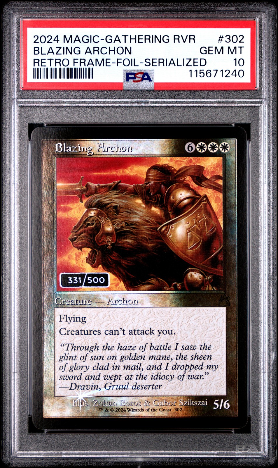 Blazing Archon Retro Frame Foil Serialized PSA 10 MTG Ravnica Remastered #302
