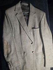 Vtg Farah Gray Herringbone Tweed Wool Mens Blazer Suit Jacket Sport Coat
