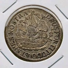 1736 Dutch Netherlands VOC 6 Stuiver Ship Lion West Frisia Silver Coin_a725