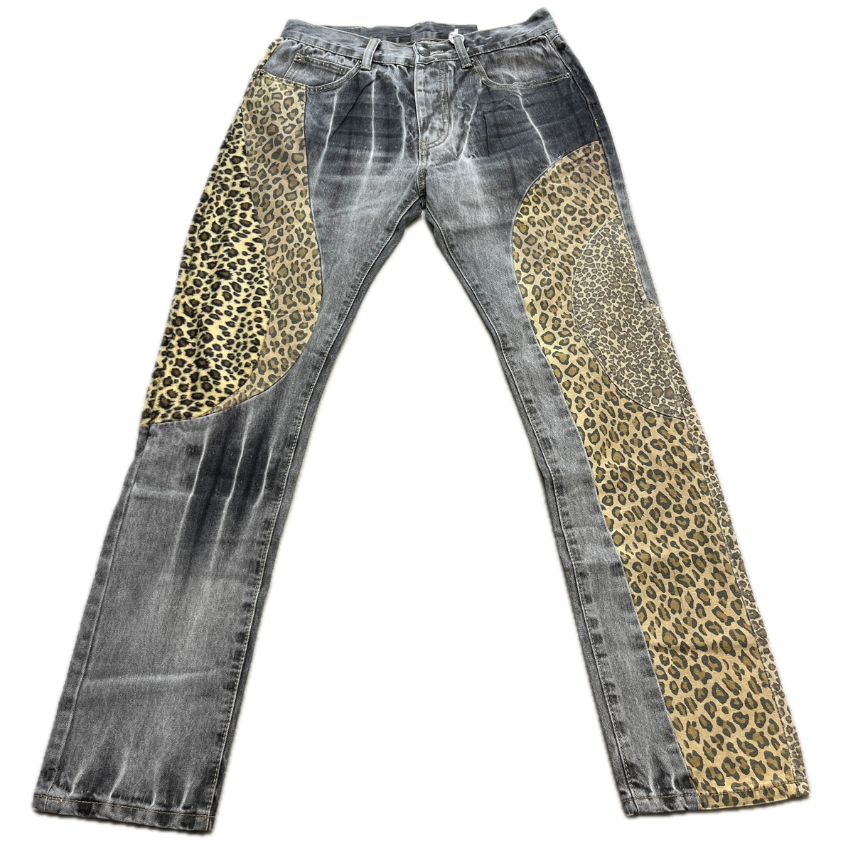 mnml Men's Size 31x31 Leopard Patchwork Gray Denim Jeans 100