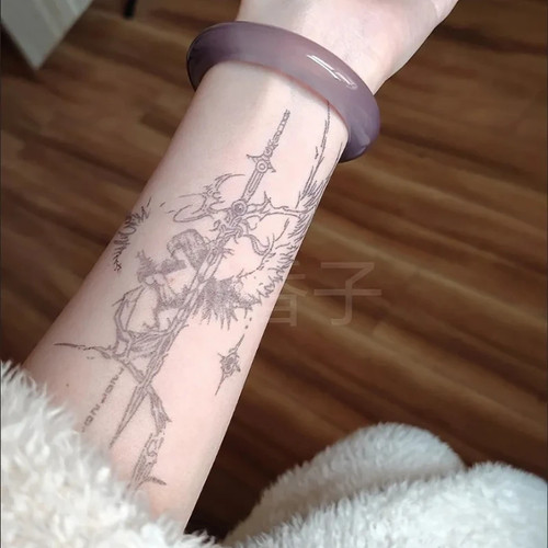 Heiliger Prozess Schwert Kräuter Tattoo Aufkleber Engel Richter Semi Permanent Taille - Bild 22 von 27