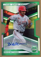 2023 Panini Elite Extra Baseball Status Green Brice Matthews 05/14 RC AU Die Cut