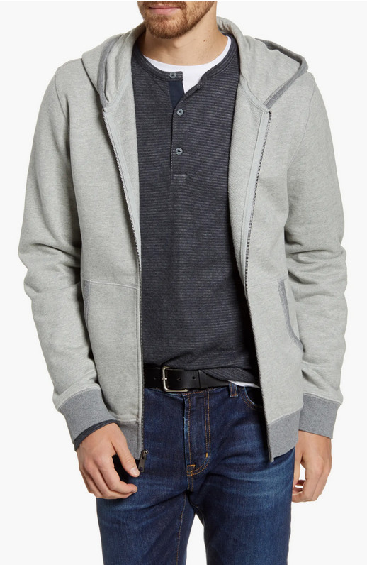 1901 Mens French Terry Zip Hoodie in Gray Size Large 8690₽