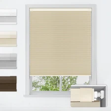 No Tools No Drill Cordless Cellular Shades, Blackout Light Blocking Honeycomb...