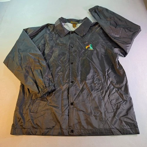 Harriton M775 Mens Black Nylon Coaches Jacket Jersey Lined Parrot Embroidered L - product listing photo