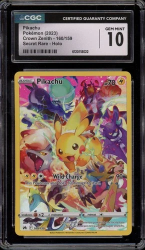 Pokemon Pikachu Crown Zenith Secret Rare Full Art #160 CGC 10 Gem Mint