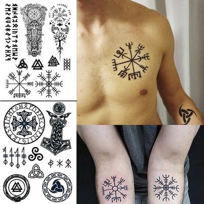 A4 Set Viking Tattoo Arm Chest Man Woman Symbol Design Viking Stickers Tattoo